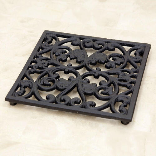 コベント アイアン トリベット スクエア (鉄 なべしき 鍋敷き 鉄瓶敷き アンティークブラック レトロ ..