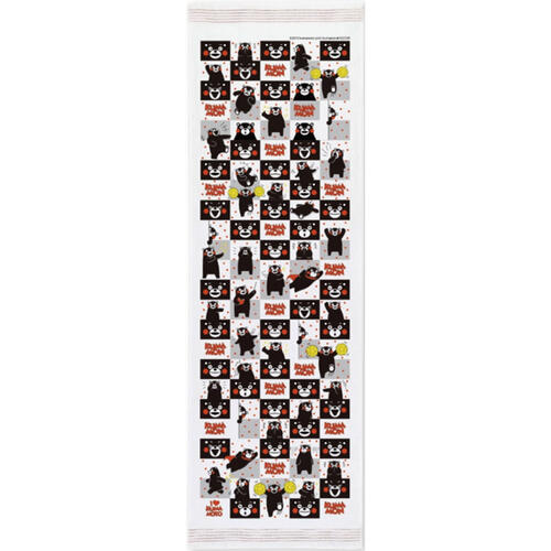 布ごよみ【日本製】コンテックス 「くまモン」くまモンがいっぱい うすいかるいながい てぬぐいタオル（くまモン 手ぬぐい 片面ガーゼ フェイスタオル ギフト プレゼント 贈り物 誕生日 母の日 お礼 お祝い 新生活）【メール便対応】3枚まで【お取り寄せ商品】