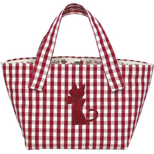 Rakuten - ノアファミリー ギンガムキャット トートバッグ （小） レッド　ねこ 猫柄[宅配便配送（メール便とネコポスは不可）]