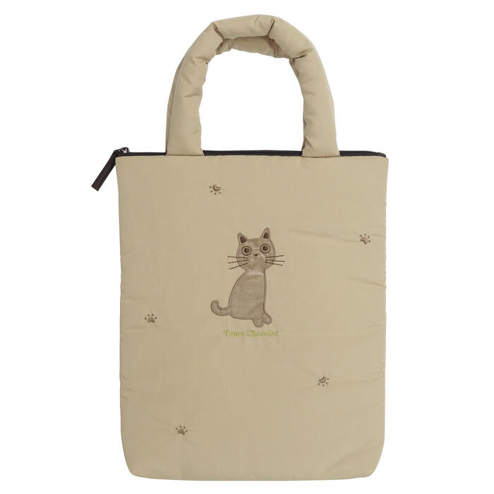 Rakuten - ノアファミリー Tama Chocolat 縦型トートバッグ ベージュ（バレンタインデー ねこ 猫 ネコ柄 資料バッグ A4サイズ サブバッグ チョコレート かわいい）【メール便対応】【お取り寄せ商品】250121