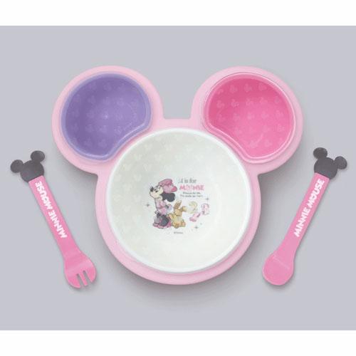 【Disney/ディズニー】ミニーマウス　片手で持てる離乳食パレット パープル ベビー食器セット[宅配便配送（メール便とネコポスは不可）]【お取り寄せ商品（通常3日程度）】