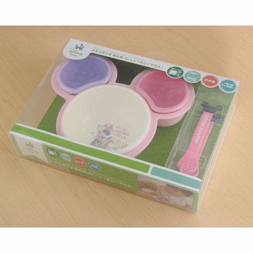 【Disney/ディズニー】ミニーマウス　片手で持てる離乳食パレット パープル ベビー食器セット[宅配便配送（メール便とネコポスは不可）]【お取り寄せ商品（通常3日程度）】