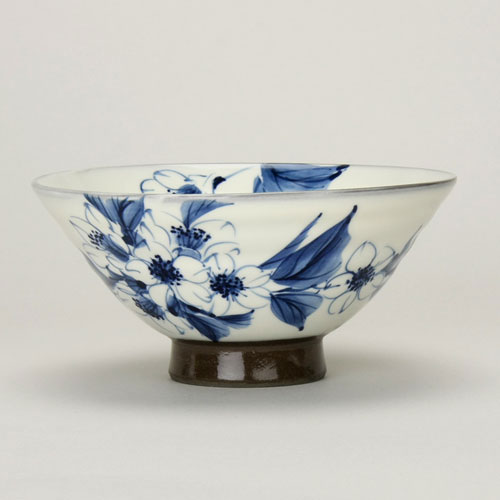 【日本製】清水焼 陶あん窯 染付桜 飯碗（茶碗）[宅配便配送（メール便とネコポスは不可）]