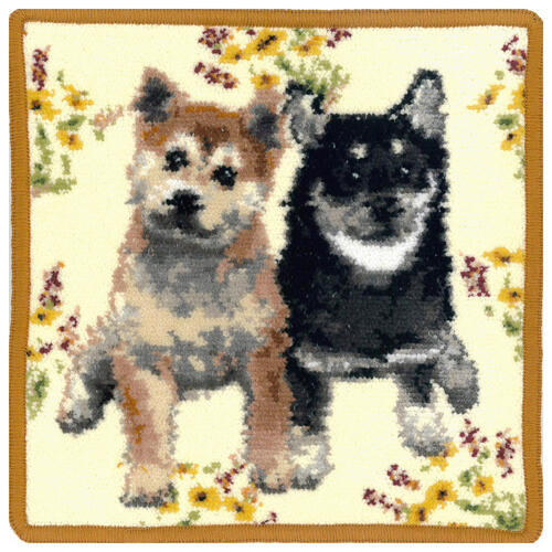 タオルハンカチ（2000円程度） 【日本製】Enjeau（アーンジョー）Flower×Dog シバ ハンカチ（犬 いぬ イヌ 柴犬 シバイヌ シェニール織 タオルハンカチ ハンドタオル ギフト プレゼント 贈り物 誕生日 お礼 お祝い母の日 卒業 入学 進学 ホワイトデー）【メール便対応】