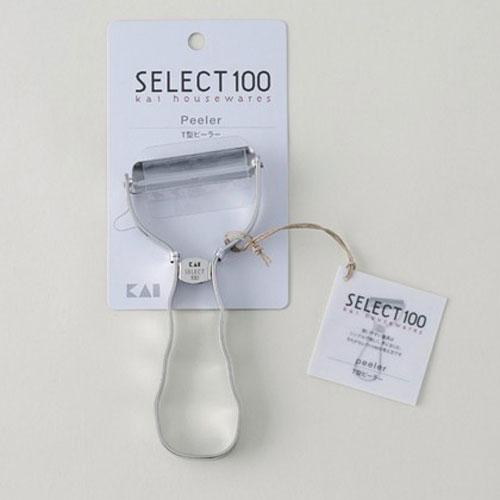 【貝印 KAI】SELECT100 T型 ステンレス ピーラー（T型ピーラー DH-3000)(斜め刃 切れ味抜群 薄切り)【メール便対応】