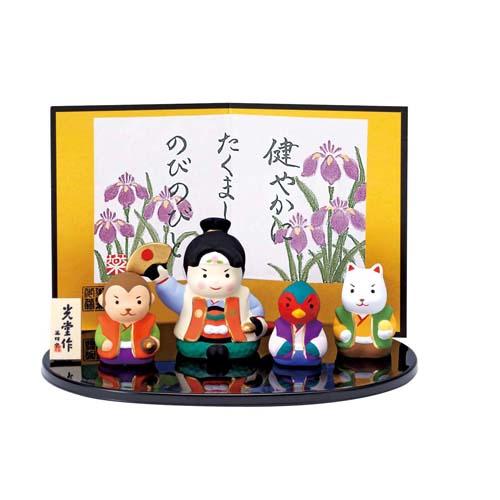 【五月人形】薬師窯 錦彩桃太郎飾り（置物 インテリア 端午の節句 こどもの日）[宅配便配送（メール便とネコポスは不可）]のサムネイル