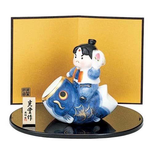 【五月人形 薬師窯 光堂作】染錦鯉のぼり桃太郎（置物 インテリア 端午の節句 こどもの日 ギフト プ ...