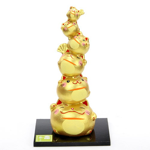 Rakuten - 金彩 福重ね ねこ（置物 インテリア 猫 ネコ 開運 招福）[宅配便配送（メール便とネコポスは不可）]（お取り寄せ商品）241122