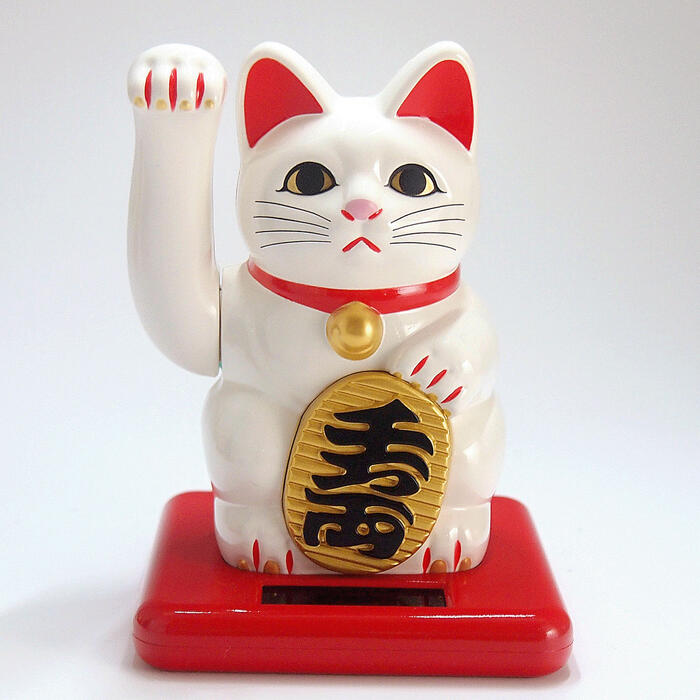 ミニソーラー招き猫・白（ねこ ネコ ホワイト）[宅配便配送（メール便とネコポスは不可）]【お取り寄せ商品】241118