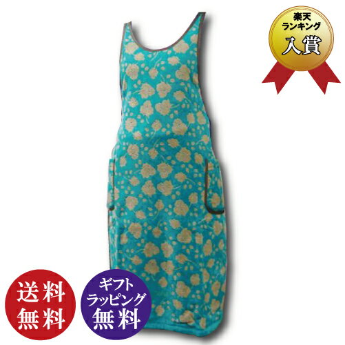 【横浜ナナ 湘南ナナ】nana エプロン ローズ・ちらし柄 ターコイズ（正規品 バラ ローズ ばら 薔薇 NANA ナナ タオル地 前かけ 新生活 引越 母の日 ギフト 贈り物 プレゼント）【送料無料（沖縄県・離島は除く）】