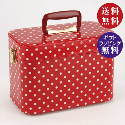 【日本製】昭和レトロ メイクボックス（コスメボックス）　水玉柄/ドット　レッド　トレンケース約30cm【送料無料（沖縄県・離島は配送不可）】のサムネイル