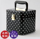 【日本製】昭和レトロ メイクボックス(コスメボックス) 水玉柄/ドット ミニ ブラック(トレンケース)【送料無料(沖縄県・離島は配送不可)】