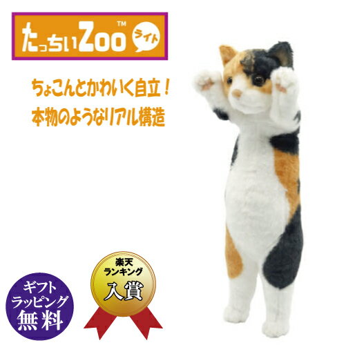 たっちぃZOO にゃんこ ライト 三毛猫 ぬいぐるみ（ねこ ネコ プレゼント ギフト 贈り物 母の日 誕生日 新生活 就職 進級 進学 お祝い）[宅配便配送（メール便とネコポスは不可）]のサムネイル
