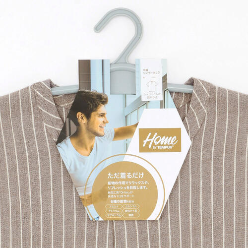 Rakuten - 【New】HOME BY TEMPUR 紳士 半袖ヘンリーネック 先染クレープ 全4色 M・L・LL（ルームウェア 部屋着 パジャマ 贈り物 父の日 誕生日 新生活 旅行）【メール便対応】※1着まで【ギフトラッピングは不可】【お取り寄せ商品】
