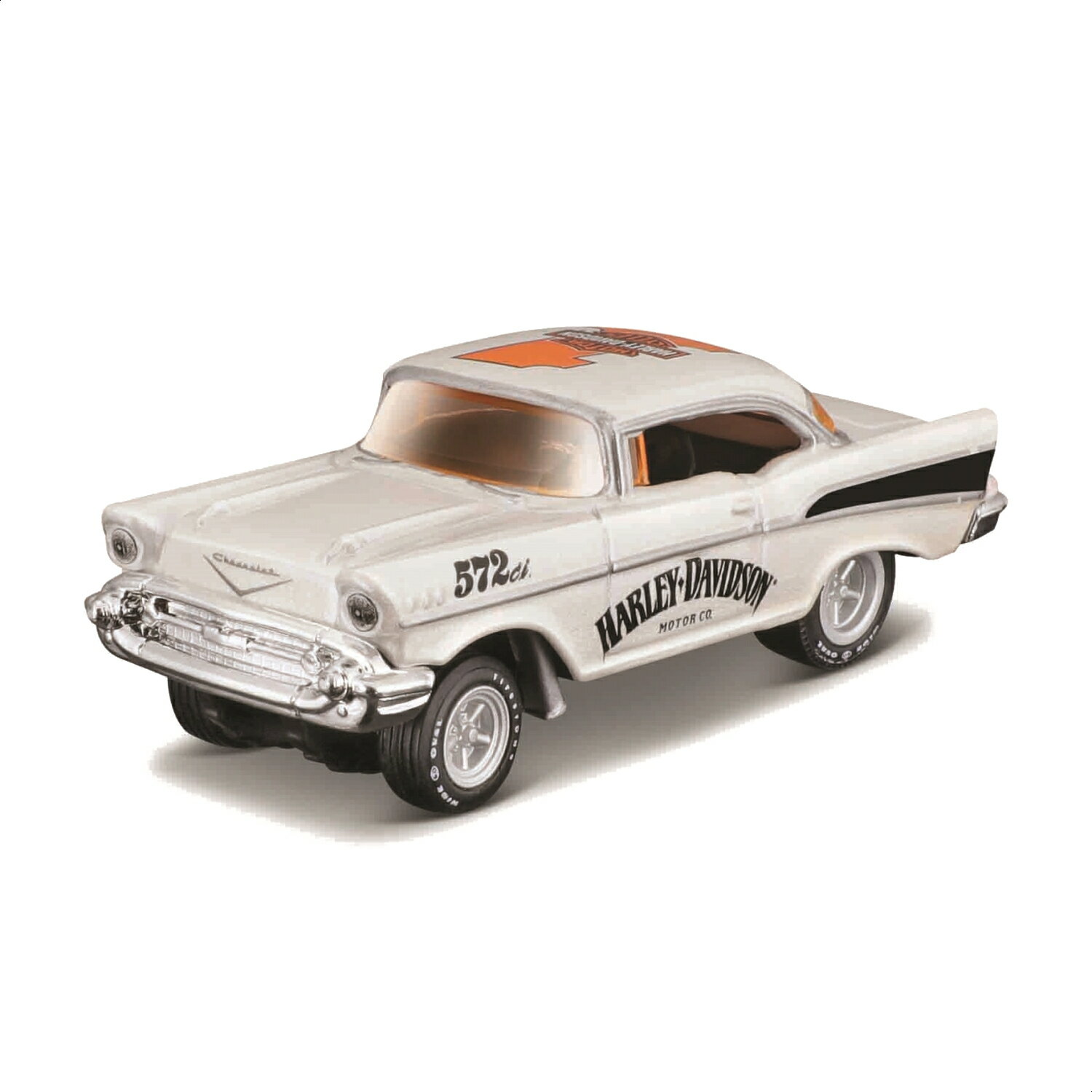 Maisto（マイスト）1/64 シボレー ベルエア 1957 ハーレーダビッドソンカスタム ホワイト ／ 旧車 アメ車 フルサイズ セダン グッツ インテリア おもちゃ オモチャ おすすめ プレゼント プレミア マイスト ダイキャストカー ダイキャスト モデルカー ミニカー 車 完成品