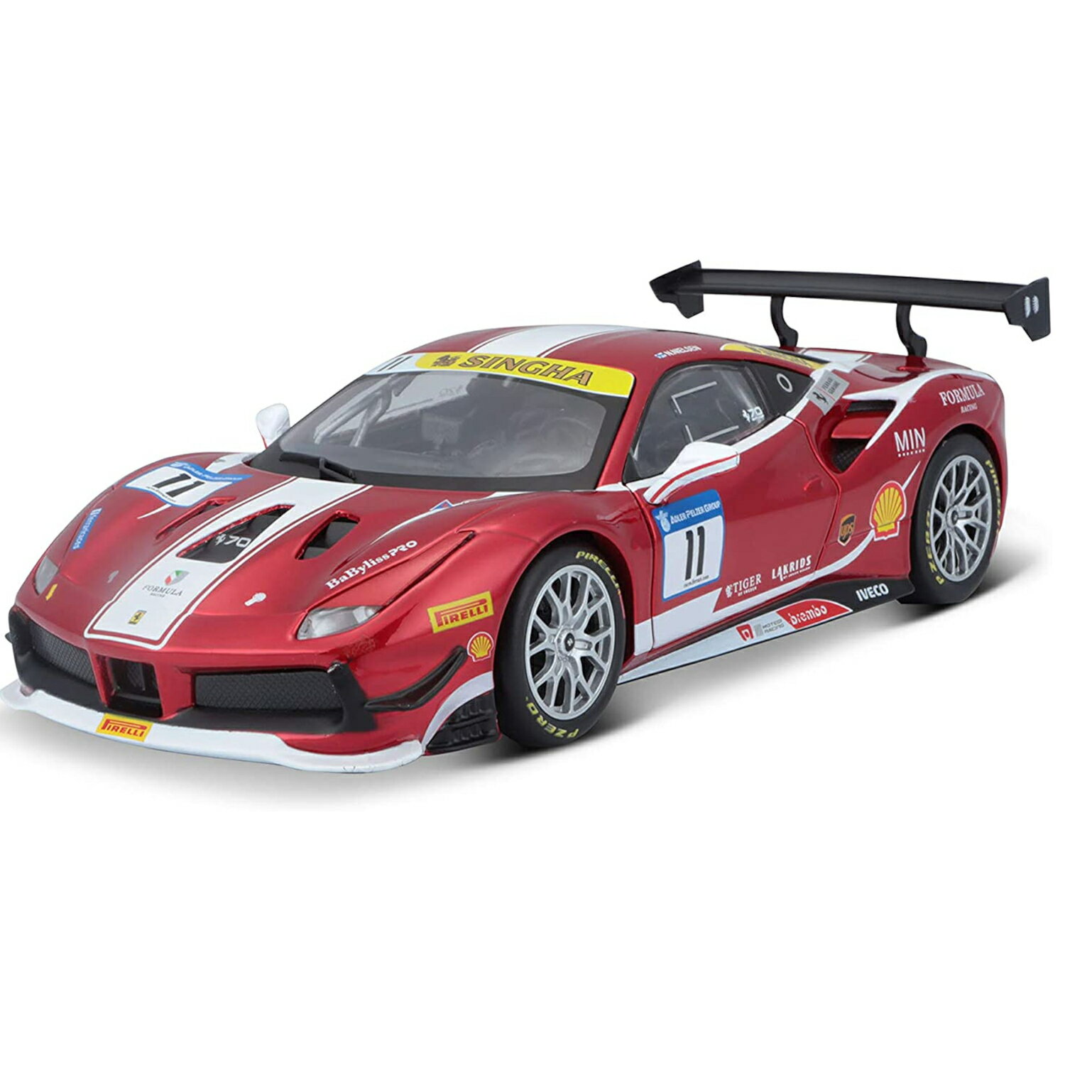 Bburago（ブラーゴ） 1/24 フェラーリ 488 チャレンジ レース レッド ／ グッツ スーパーカー スポーツカー レース インテリア おもちゃ オモチャ おすすめ プレゼント プレミア ブラゴ ブラゴー ダイキャストカー ダイキャスト モデルカー ミニカー 車 完成品