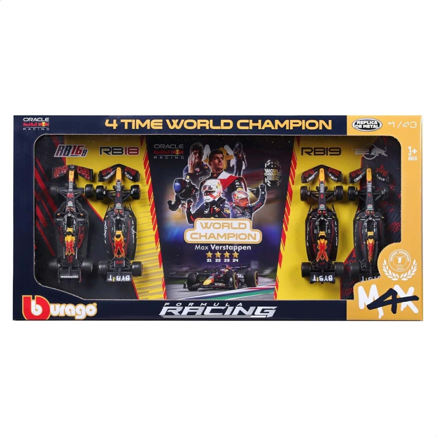 Bburago（ブラーゴ） 1/43 オラクル・レッドブル・レーシング #1 マックス・フェルスタッペン 4連覇 特別パッケージ（ドライバーなし）／ F1 グッツ インテリア おもちゃ プレゼント プレミア ブラゴ ブラゴー ダイキャストカー ダイキャスト モデルカー ミニカー 車 完成品
