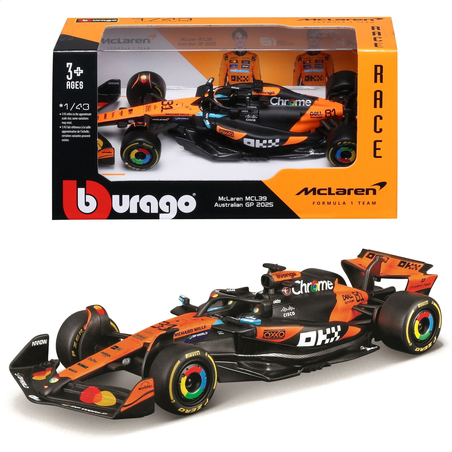 Rakuten - F1 ミニカー 1/43 Bburago 2025 マクラーレン・フォーミュラ1チーム MCL39 #81 オスカー・ピアストリ（ドライバーなし）／ ダイキャスト ダイカスト モデルカー 完成品 ブラーゴ ブラゴ ブラゴー レーシングカー コレクション インテリア スケールモデル ディスプレイ