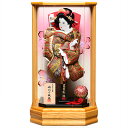 【匠一好作】【押絵羽子板】【羽子板アクリルケース】13号扇華:龍村織裂地押絵羽子板木肌六面体ケース:匠一好【正月飾】