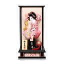 【羽子板】13号漆黒塗:梅金彩薄桃色裂地/紅梅色金襴振袖押絵羽子板:漆黒塗アクリルパノラマ高台ケース;伏見屋監修【羽子板ケース】【正月飾】