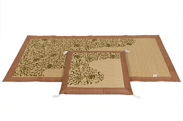 【御前座布団】舞唐花渋柿染拝敷座布団セット【御前拝敷】