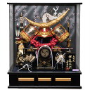【五月人形】【武将兜】12号伊達政宗公赤金兜黒三品付ケース「オルゴール付」:嘉房作兜ケース飾り】