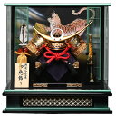 【五月人形】【武将兜】12号上杉謙信公兜ダークグリーンパノラマアクリルケース:伏見屋監修【ケース入兜飾り】【兜ケース飾り】