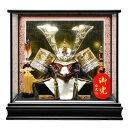 【兜アクリルケース】【武将兜】兜・鎧・大将ケース 10号白銀金筋兜 パノラマケース:俊光作【五月人形】