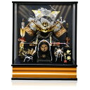 【兜ケース飾り】10号金双竜金彩金兜三品付ケース:嘉房作【五月人形】