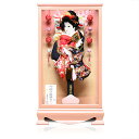 【羽子板】13号栄華:金襴駒取桜刺繍振袖押絵羽子板:パールピンク面取ケース;匠一好作【羽子板ケース】【正月飾】