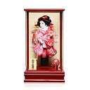 【押絵羽子板】羽子板10号縮緬/桜柄金襴振袖押絵羽子板:パールレッド手毬付アクリルケース;伏見屋監修【羽子板ケース】