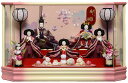【雛ケース】【五人飾・三人官女付】小三五親王五人:ピンクボカシパノラマケース:美光作【雛人形】【ひな人形】