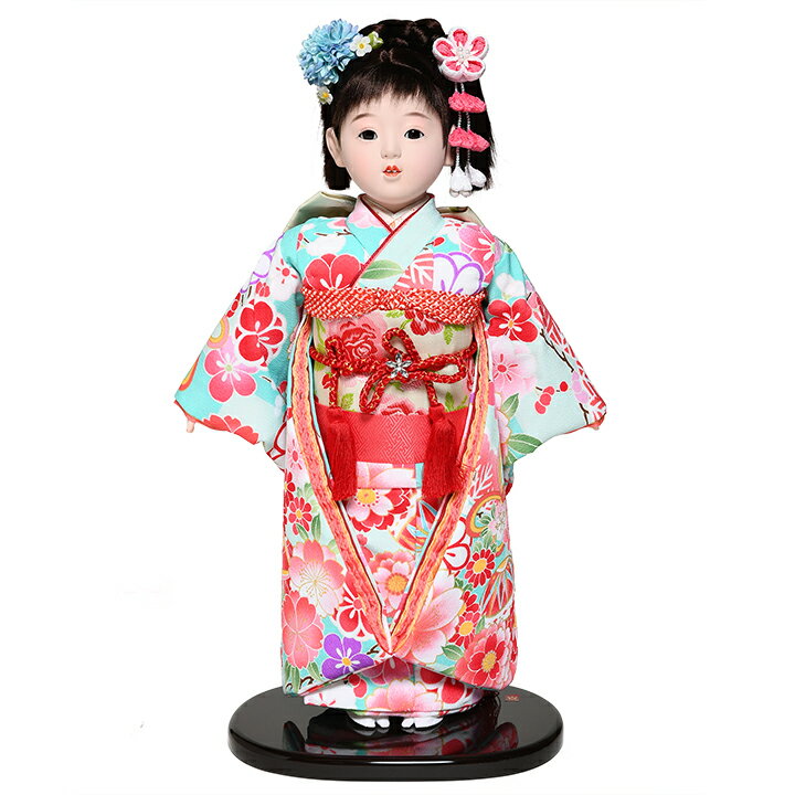 【市松人形】13号市松京友禅花柄衣裳：敏光作【ひな人形】【浮世人形】