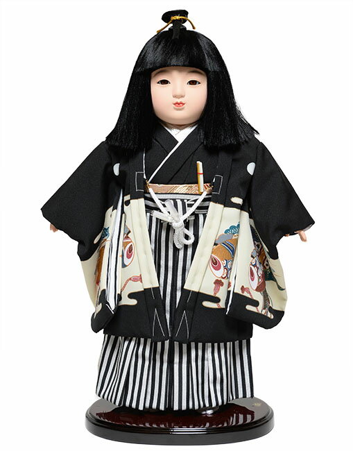 【ひな人形】【市松人形】13号市松人形：正絹熨斗め柄：公司作【浮世人形】