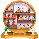 【雛人形】【木目込十五人飾】木目人形:十五人竹飾台:大里彩作【木目込15人飾】【ひな人形】