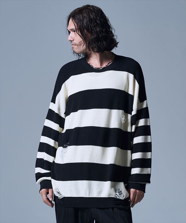 glamb グラム　Damaged Border Knit ダメージボーダーニット