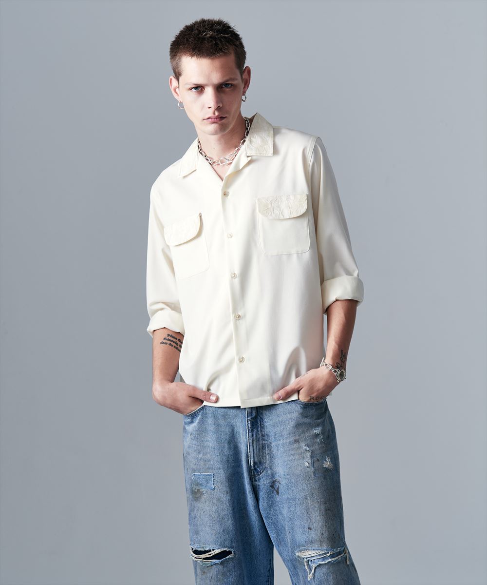 Rakuten - Blue Noise Open Collar Shirt / ブルーノイズオープンカラーシャツ　glamb グラム
