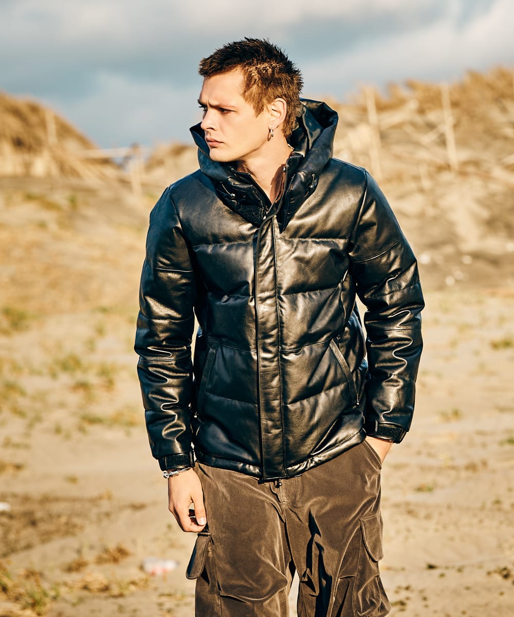 樂天商城 - Signature Leather Down Jacket / シグネチャーレザーダウンジャケット　glamb グラム
