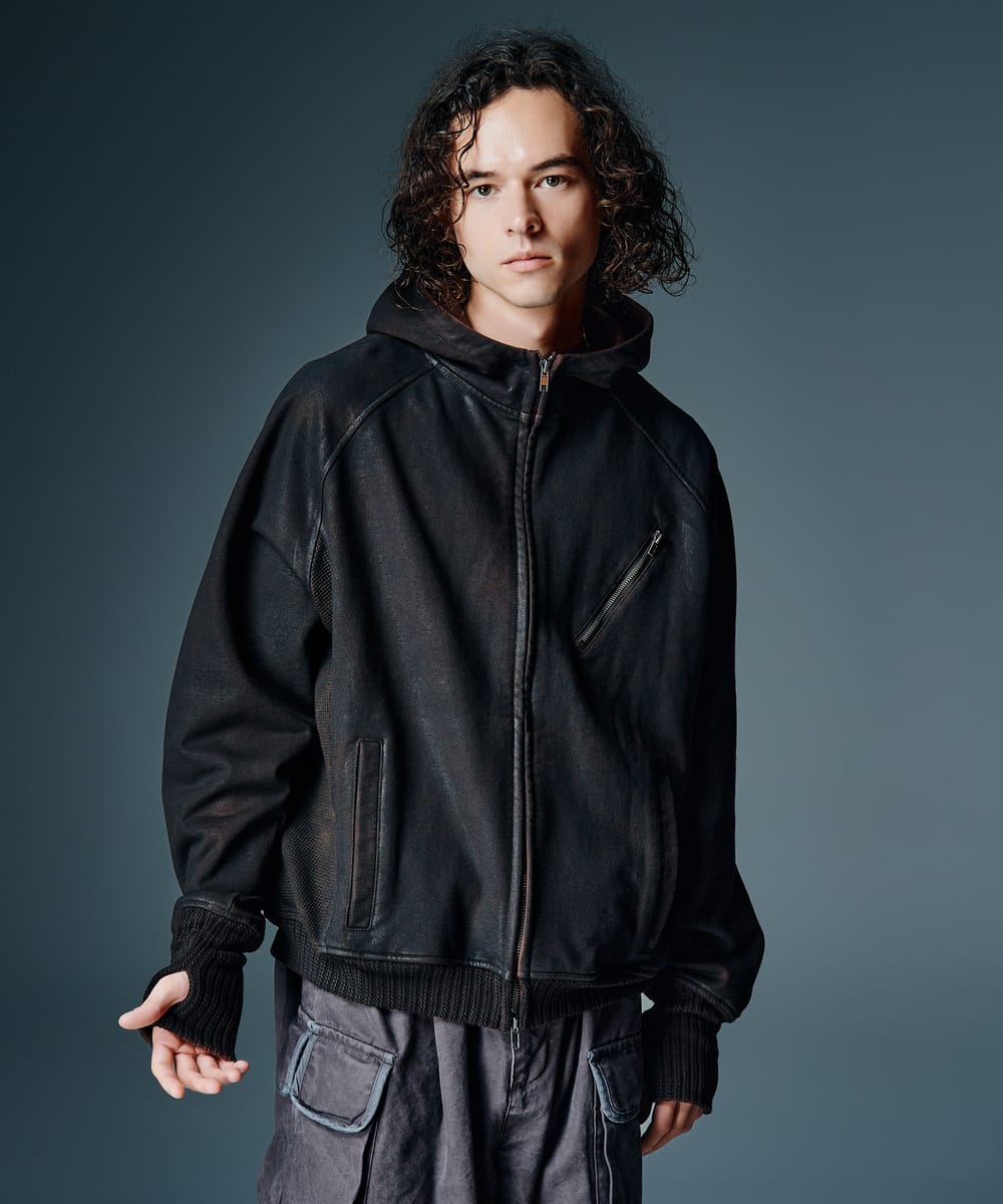 Rakuten - Paraffin Coated High Neck Hoodie / パラフィンコートハイネックフーディー　glamb グラム