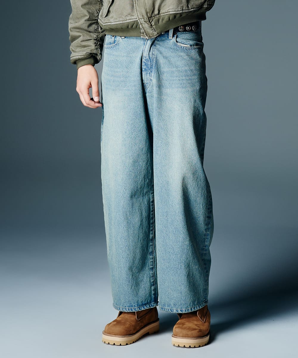 樂天商城 - Leather Combination Wide Denim / レザーコンビネーションワイドデニム　glamb グラム