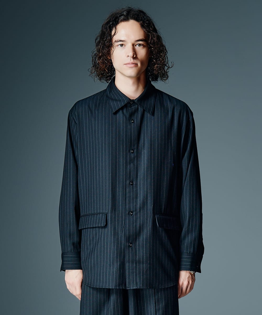 Rakuten - Suit Fabric Oversize Shirt / スーツファブリックオーバーサイズシャツ　glamb グラム