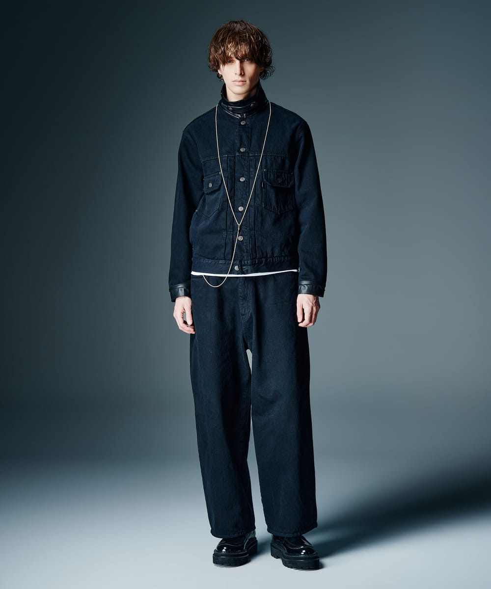 Leather Combination Denim Set Up / レザーコンビネーションデニムセットアップ　glamb グラム