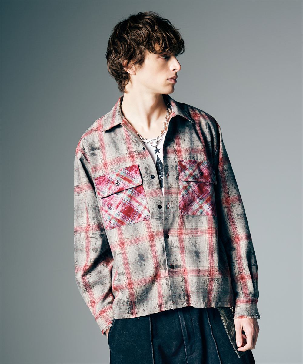 Rakuten - Grunge Stain Check Shirt / グランジステインチェックシャツ　glamb グラム