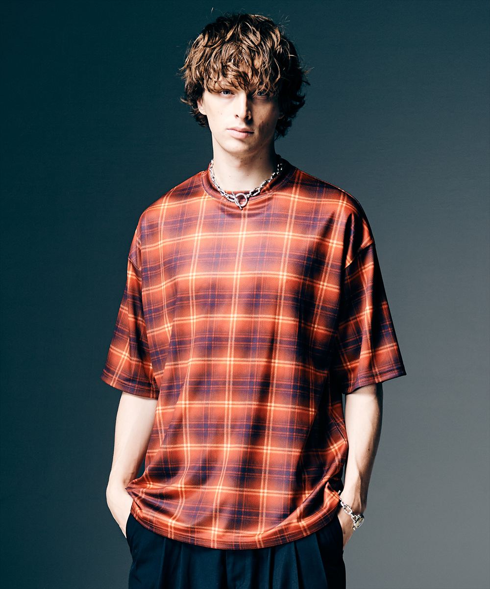 Rakuten - Tech Mesh Check T-Shirt / テックメッシュチェックTシャツ　glamb グラム