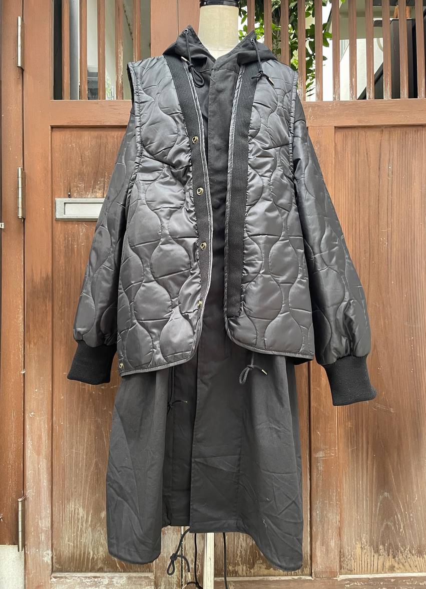 楽天fusion＆SUN77circa 77サーカ　circa make layered m-51 coat ブラック　2023AW リメイクコート