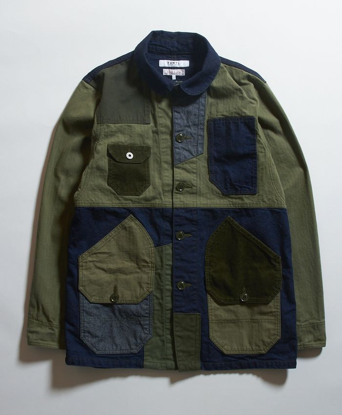 FDMTL ファンダメンタル　PATCHWORK COVERALL JACKET カーキ系　カバーオールのサムネイル
