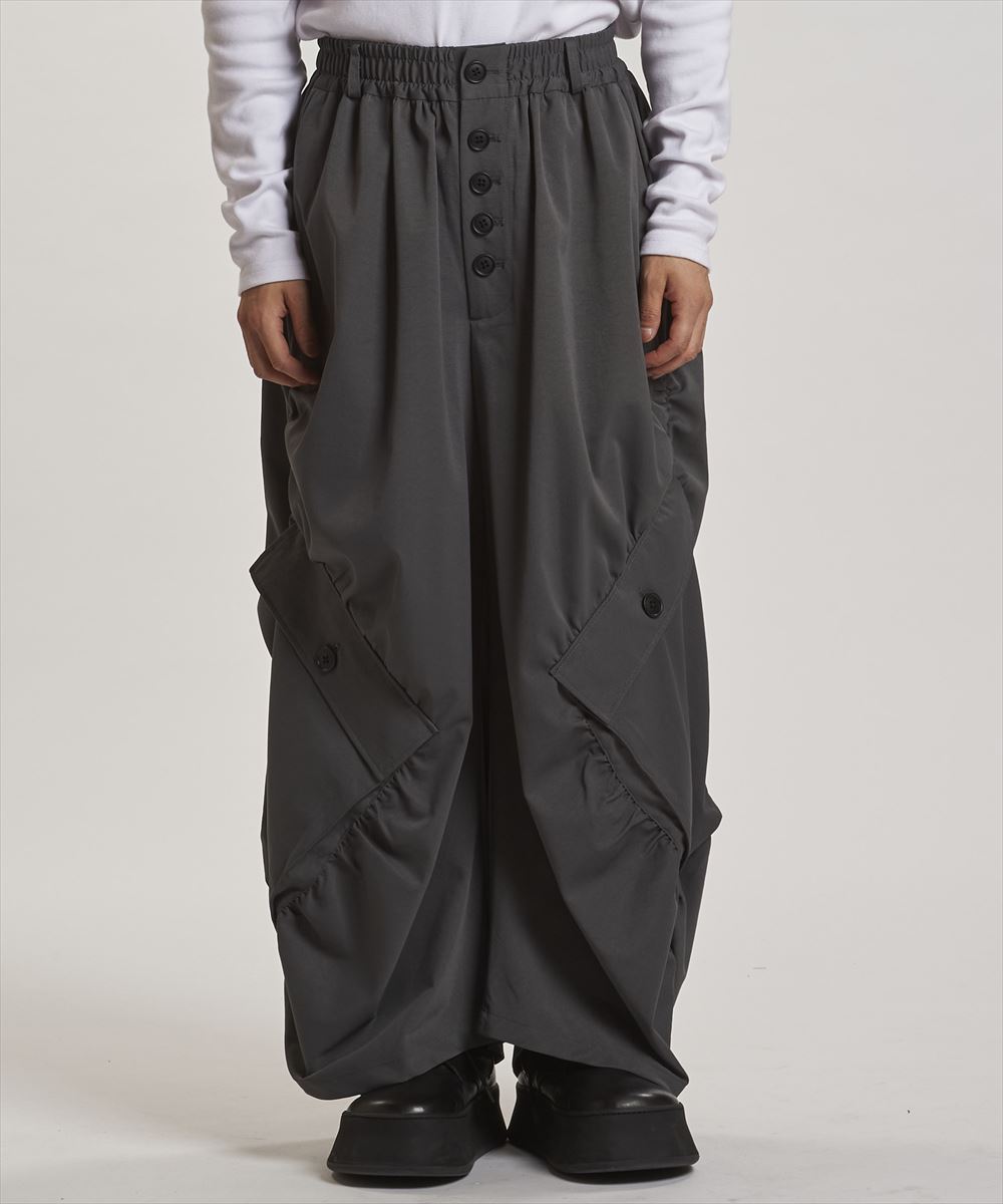 NO ID. ノーアイディー　サイドギャザーワイドカーゴPT パンツ