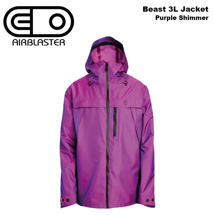 Beast 3L Jacket Purple Shimmer Sizes: XS, S, M, L Colors: Purple-Shimmer Beast 3L JACKETはディープパウダーにアクセスするために設計されたマーケットの中でも最も耐水性と透湿性の高いジャケットと言えます。 30,000mmウォータープルーフファブリックとフルシーム3レイヤー構造でドライに保ち、胸部のXLベントポケットが通気性を最大化し、 あなたを暖かく安全に保ちます。私たちのチームによる長年の改良の結果、Beast 3L JacketはAirblasterデザインの頂点に立ちました。 ADDITIONAL FEATURES ・ 30Kmmウォータープルーフィング ・ 20Kg/mブレサビリティ ・ ブラスター アクティブ フィット（多関節スリーブ） ・ 3レイヤーシェル ・ 3レイヤーフルシームシールドビーストコンストラクション ・ 100%リサイクル素材を使用した3レイヤーラミネートエコボーテックスファブリクス ・ ルドルフバイオフィニッシュ80/50 FC-FreeエコDWR ・ YKKアクアガードジッパーをフロントセンターと胸ポケットに使用 ・ 人間工学に基づいた3ウェイで調整可能なフード（ラミネート加工されたつば付き） ・ スプリットボードのスキンにフィットする2XLメッシュ裏地付きベンチレーションチェストポケット ・ YKKアクアガードウォータープルーフジッパー付きナポレオンポケット ・ 脇下のジッパー式ベンチレーション ・ 裏地は100%溶液染めのタフタ ・ カフクロージャーは面ファスナー＋スナップボタンで調節可能 ・ 袖口にはゴム製のサム（親指）ループを装備 ・ ビーストトリムパッケージ ・ 取り外し可能なパウダースカート（パスポケットウインドウ付き） ・ 胸元に高密度ビーストマウンテンプリント ※ご注意※ ・製造過程で細かいキズがつくことがあります。ご了承ください。 ・実店舗と在庫を共有しいるため、タイミングによって完売となる場合がございます。 ・モニターの発色によって色が異なって見える場合がございます。