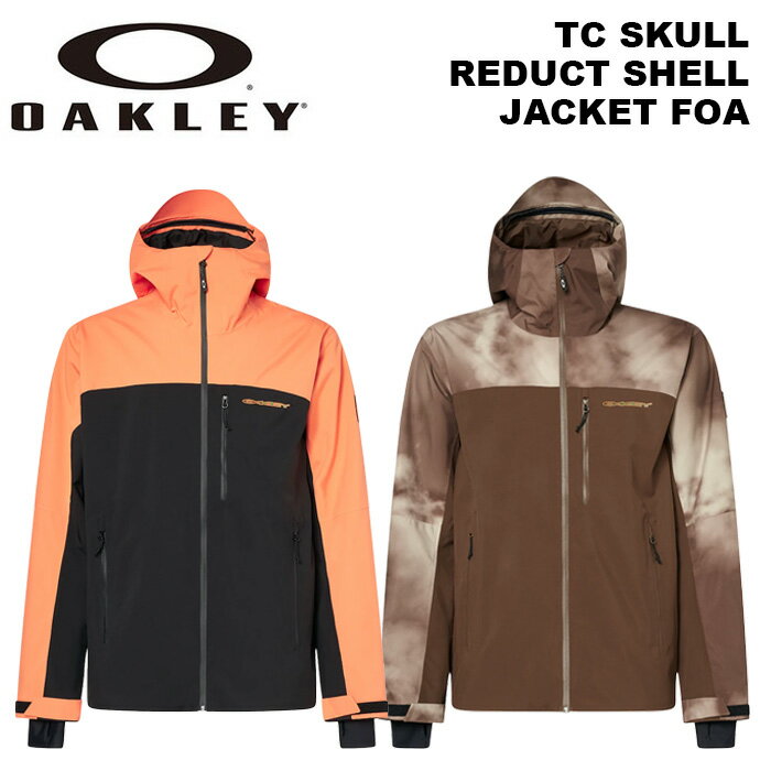 TC SKULL REDUCT SHELL JACKET FOA404723 Sizes: XS, S, M, L, XL Colors: BLACKOUT/SOFT-ORANGE, CARAFE/BROWN-CLOUDS-PRINT 素材について： 体の動きに合わせて伸縮するソフトで通気性に優れたサステナブルなメカニカルストレッチ素材製のアウターシェル圧巻の防水性に加え、雨や風、雪からの保護性能を発揮するFN Dry 20K/15Kラミネート 生地表面をドライにキープし、快適な着心地を持続させるサステナブルかつ耐久性に優れた撥水加工Hydrofree DWR採用 追加のディテール： 寒い環境で圧巻の保温効果を発揮するフルシームテープ加工 汎用性を向上するヘルメット対応のトップ部分が接着された調節可能なフード 防水のフロントファスナー＆風や雨、雪からアイテムを守り安全に収納できる胸ポケット・サイドポケット 左胸にブランドの個性を演出するOakleyの立体ストレッチロゴ 左肩にOakleyのドクロロゴ入りのパッチ 取り出しやすいRFIDパスポケット ゴーグルを収納できるメッシュ素材のポケット 脇の下に必要に応じて空気の循環を促すベント 手首をしっかりとカバーするライクラ製の袖口 ジャケットとパンツの一体化を可能にするスノースカート フィット感のカスタマイズを可能にする調節可能な裾絞りデザイン 【生地素材】ポリエステル 100% ※ご注意※ ・製造過程で細かいキズがつくことがあります。ご了承ください。 ・実店舗と在庫を共有しいるため、タイミングによって完売となる場合がございます。 ・モニターの発色によって色が異なって見える場合がございます。