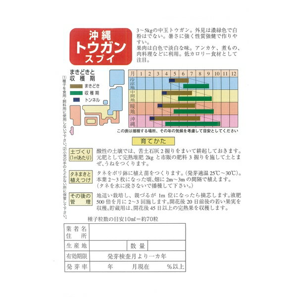 瓜(小〜中玉向き品種) 種 【沖縄冬瓜　小袋】 2
